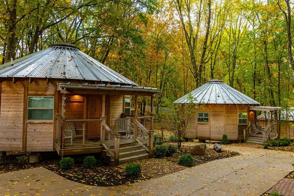 yurts in fall